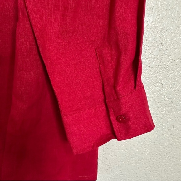 Moda International 100% Linen Red Button Down Women's Shirt, Size XL - Picture 8 of 11